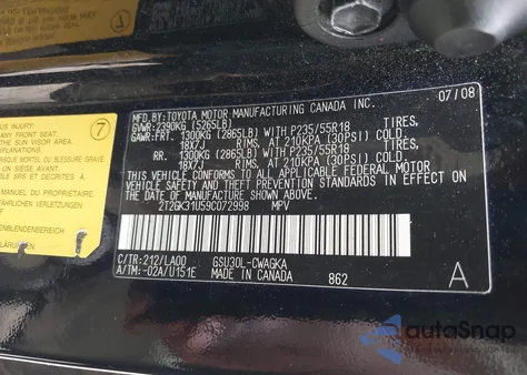 2009 Lexus Rx 350 z USA, uszkodzony, nr VIN 2T2GK31U59C072998